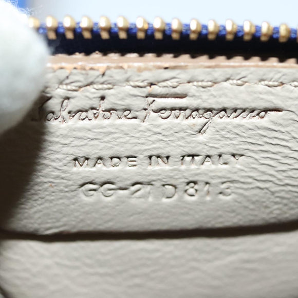 Salvatore Ferragamo Gancini Shoulder Bag Leather Blue Gold Auth BA4955