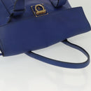 Salvatore Ferragamo Gancini Schultertasche Leder Blau Gold Auth BA4955-6