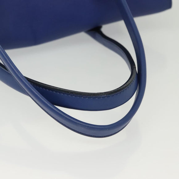 Salvatore Ferragamo Gancini Schultertasche Leder Blau Gold Auth BA4955