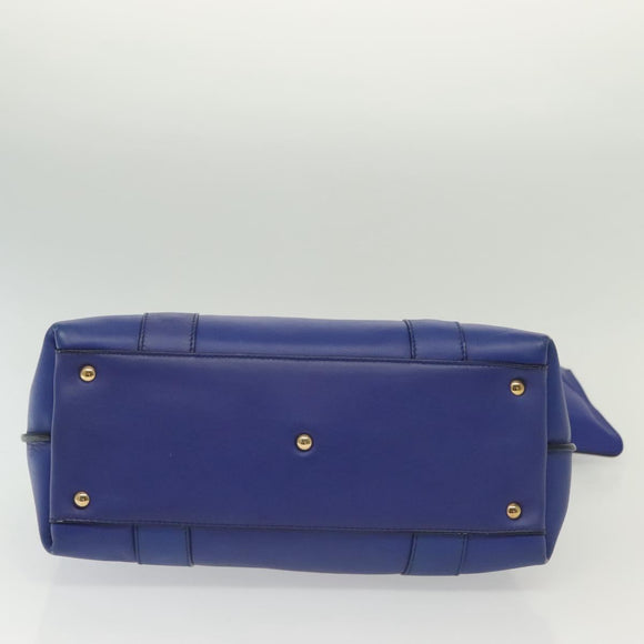 Salvatore Ferragamo Gancini Schultertasche Leder Blau Gold Auth BA4955