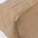 CHANEL Matelasse Reprint Tote Bag Caviar Skin Beige Gold CC Auth BA4956-11