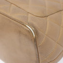 CHANEL Matelasse Reprint Tote Bag Caviar Skin Beige Gold CC Auth BA4956-12