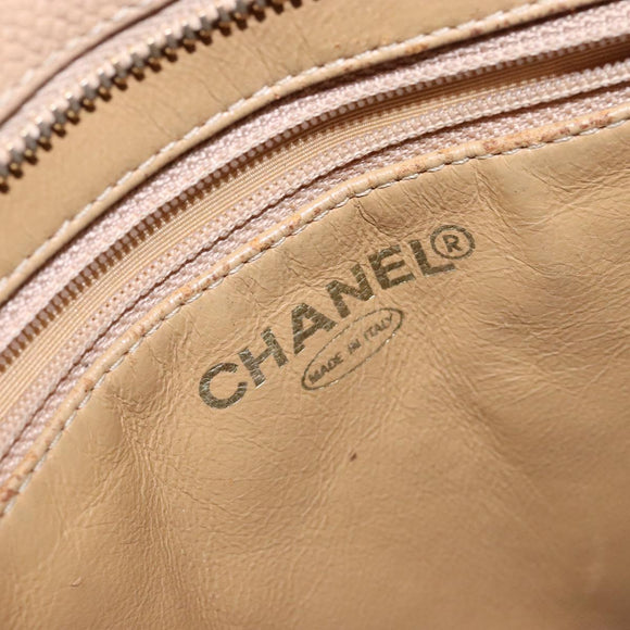 CHANEL Matelasse Reprint Tote Bag Caviar Skin Beige Gold CC Auth BA4956