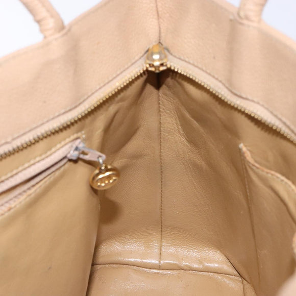 CHANEL Matelasse Reprint Tote Bag Caviar Skin Beige Gold CC Auth BA4956