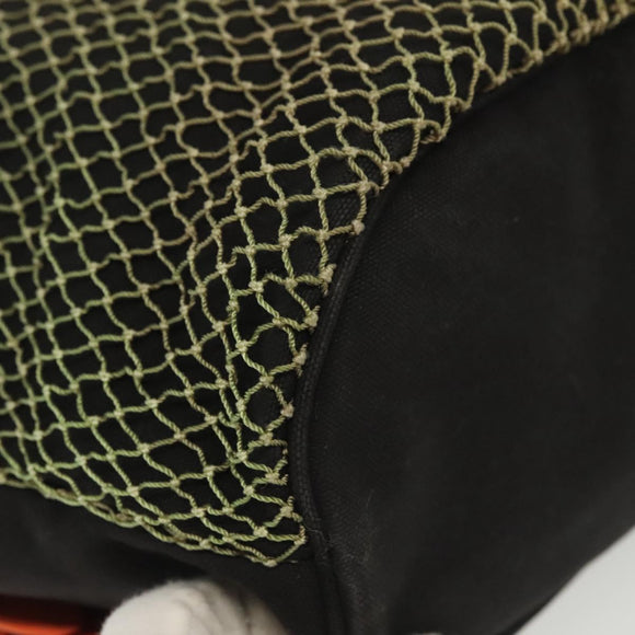 CHANEL Rope Hand Bag Canvas Black CC Auth BA4957