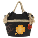 CHANEL Rope Hand Bag Canvas Black CC Auth BA4957-13