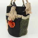 CHANEL Rope Hand Bag Canvas Black CC Auth BA4957-3