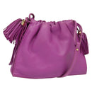 LOEWE flamenco Shoulder Bag Leather Purple Gold Auth BA4959-1