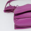 LOEWE flamenco Shoulder Bag Leather Purple Gold Auth BA4959-9