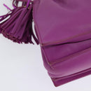 LOEWE flamenco Shoulder Bag Leather Purple Gold Auth BA4959-15
