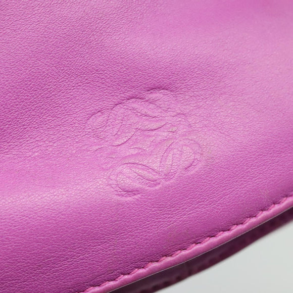 LOEWE flamenco Shoulder Bag Leather Purple Gold Auth BA4959