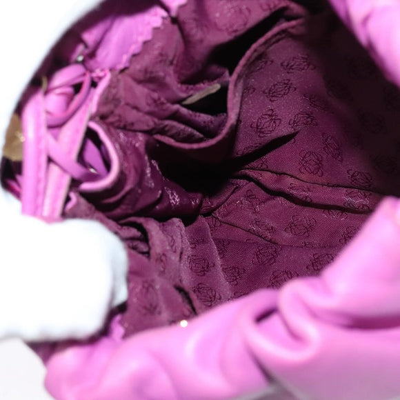 LOEWE flamenco Shoulder Bag Leather Purple Gold Auth BA4959