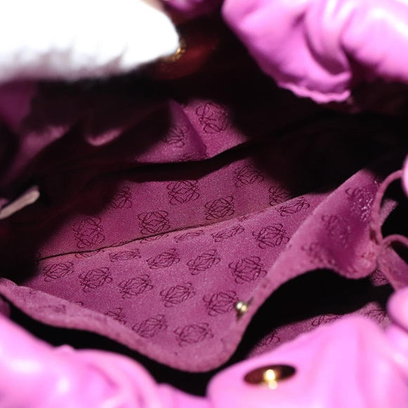 LOEWE flamenco Shoulder Bag Leather Purple Gold Auth BA4959