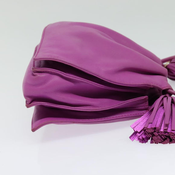 LOEWE flamenco Shoulder Bag Leather Purple Gold Auth BA4959