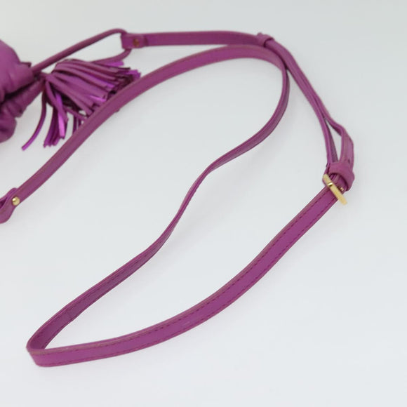 LOEWE flamenco Shoulder Bag Leather Purple Gold Auth BA4959