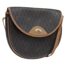 Christian Dior Honeycomb Canvas Shoulder Bag PVC Black Gold Auth BA4962-1