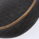 Christian Dior Honeycomb Canvas Shoulder Bag PVC Black Gold Auth BA4962-13