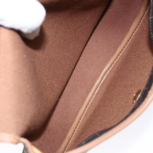 Christian Dior Honeycomb Canvas Shoulder Bag PVC Black Gold Auth BA4962