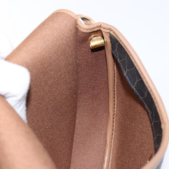 Christian Dior Honeycomb Canvas Shoulder Bag PVC Black Gold Auth BA4962