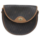 Christian Dior Honeycomb Canvas Shoulder Bag PVC Black Gold Auth BA4962-2