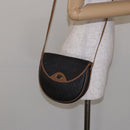 Christian Dior Honeycomb Canvas Shoulder Bag PVC Black Gold Auth BA4962-20