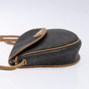 Christian Dior Honeycomb Canvas Shoulder Bag PVC Black Gold Auth BA4962-5