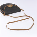 Christian Dior Honeycomb Canvas Shoulder Bag PVC Black Gold Auth BA4962-7