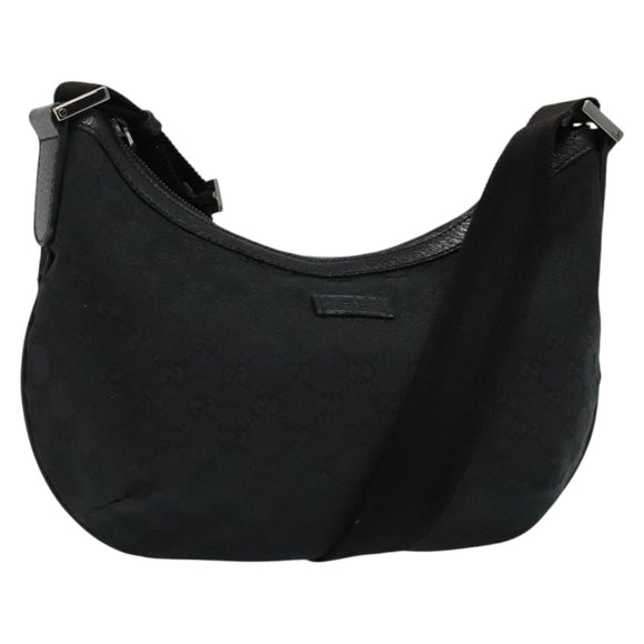 GUCCI GG Canvas Shoulder Bag Black Silver 181092 Auth BA4964