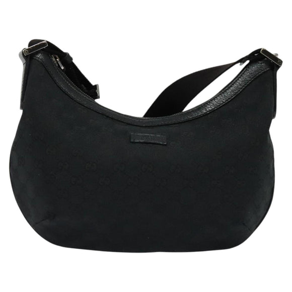 GUCCI GG Canvas Shoulder Bag Black Silver 181092 Auth BA4964