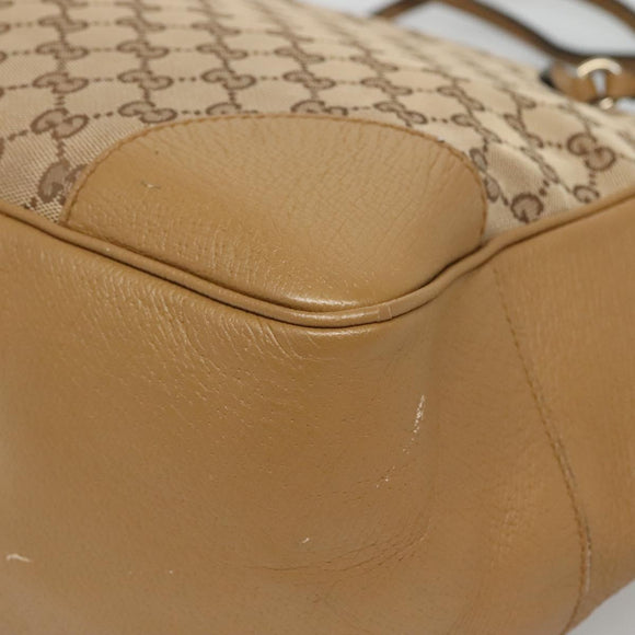 GUCCI GG Canvas Tote Bag Beige Gold 323671 Auth BA4965