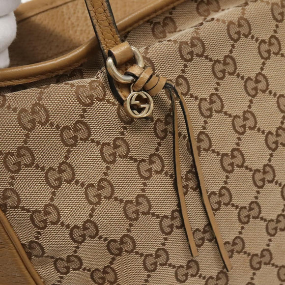 GUCCI GG Canvas Tote Bag Beige Gold 323671 Auth BA4965