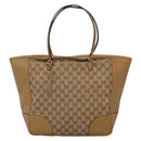 GUCCI GG Canvas Tote Bag Beige Gold 323671 Auth BA4965-13