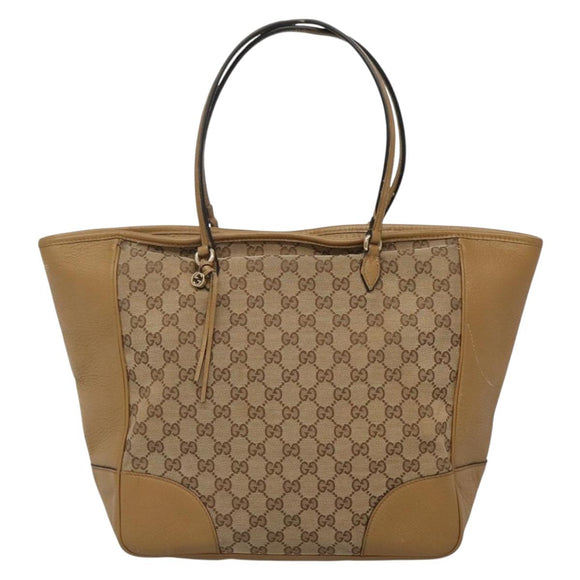 GUCCI GG Canvas Tote Bag Beige Gold 323671 Auth BA4965