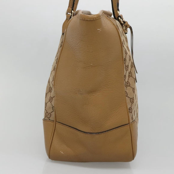 GUCCI GG Canvas Tote Bag Beige Gold 323671 Auth BA4965