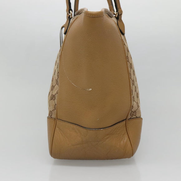 GUCCI GG Canvas Tote Bag Beige Gold 323671 Auth BA4965