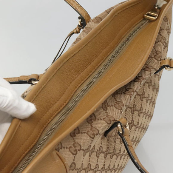 GUCCI GG Canvas Tote Bag Beige Gold 323671 Auth BA4965