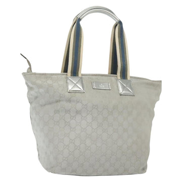 GUCCI GG Canvas Tote Bag Silver 131231 Auth BA4967