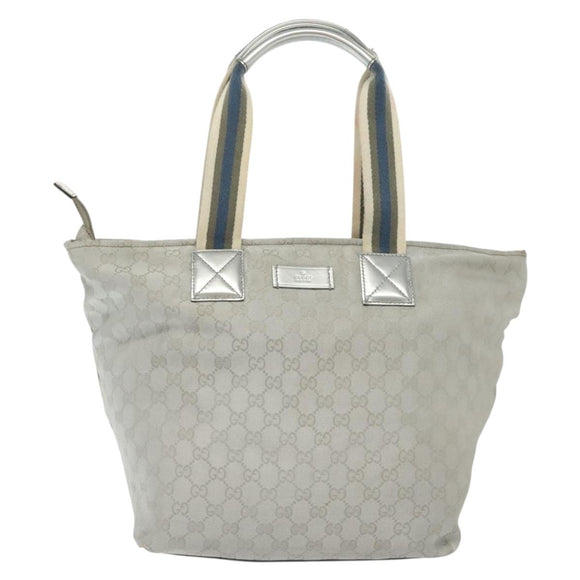 GUCCI GG Canvas Tote Bag Silver 131231 Auth BA4967