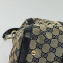 GUCCI GG Canvas Sherry Line Boston Bag Navy Gold 247205 Auth BA4968-15