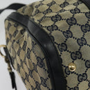 GUCCI GG Canvas Sherry Line Boston Bag Navy Gold 247205 Auth BA4968-17