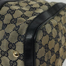 GUCCI GG Canvas Sherry Line Boston Bag Navy Gold 247205 Auth BA4968-10