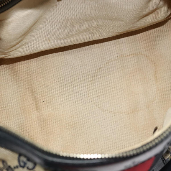 GUCCI GG Canvas Sherry Line Boston Bag Navy Gold 247205 Auth BA4968