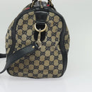 GUCCI GG Canvas Sherry Line Boston Bag Navy Gold 247205 Auth BA4968-4