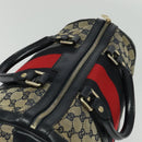 GUCCI GG Canvas Sherry Line Boston Bag Navy Gold 247205 Auth BA4968-6