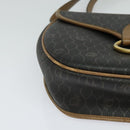Christian Dior Honeycomb Canvas Shoulder Bag PVC Leather Black Brown Auth BA497-9