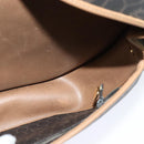 Christian Dior Honeycomb Canvas Shoulder Bag PVC Leather Black Brown Auth BA497-17