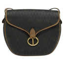 Christian Dior Honeycomb Canvas Shoulder Bag PVC Leather Black Brown Auth BA497-13