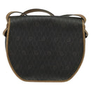 Christian Dior Honeycomb Canvas Shoulder Bag PVC Leather Black Brown Auth BA497-2