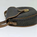 Christian Dior Honeycomb Canvas Shoulder Bag PVC Leather Black Brown Auth BA497-3