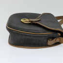 Christian Dior Honeycomb Canvas Shoulder Bag PVC Leather Black Brown Auth BA497-4